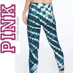 PINK Victoria's Secret Teal and White Tie-Dye Leggings